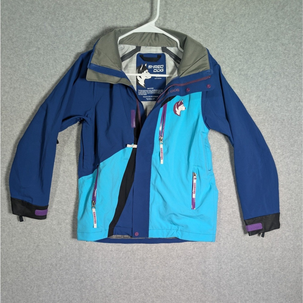Shred Dog Kids Elevated‎ Hardshell Ski Jacket Size 10 Blue Outdoor Performance